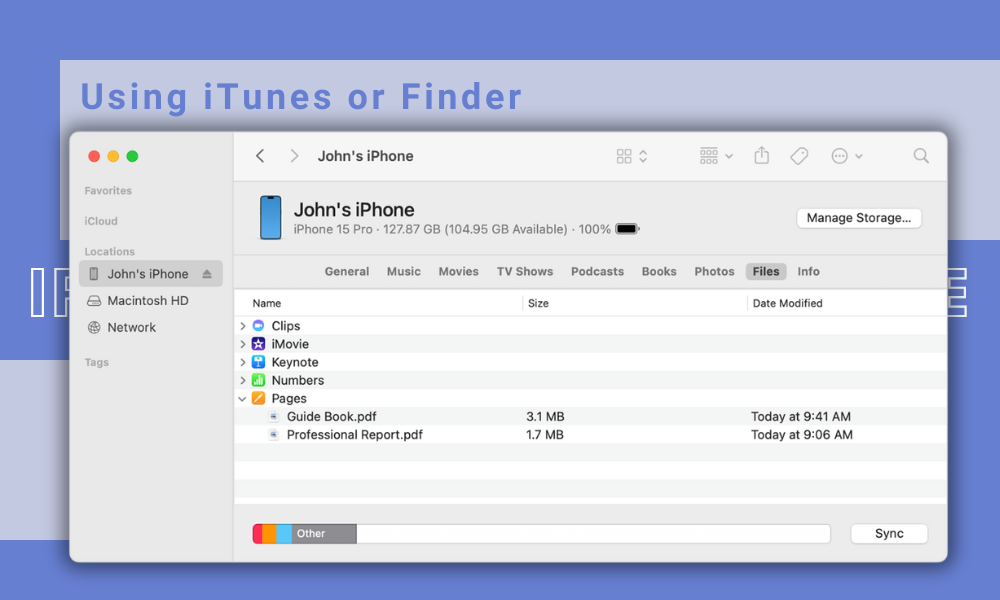 Using iTunes or Finder 