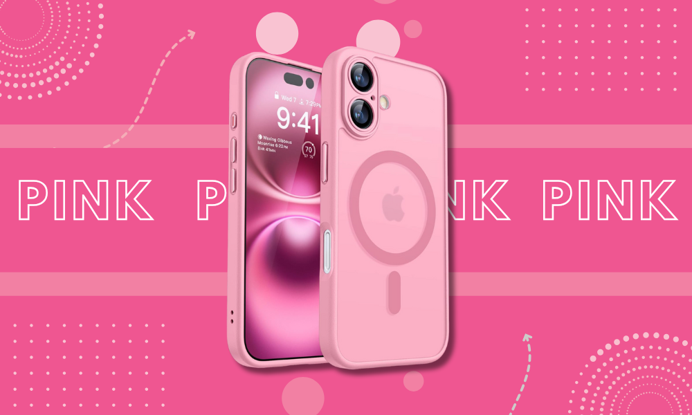 CANSHN Magnetic Case for iPhone 16 – Pink